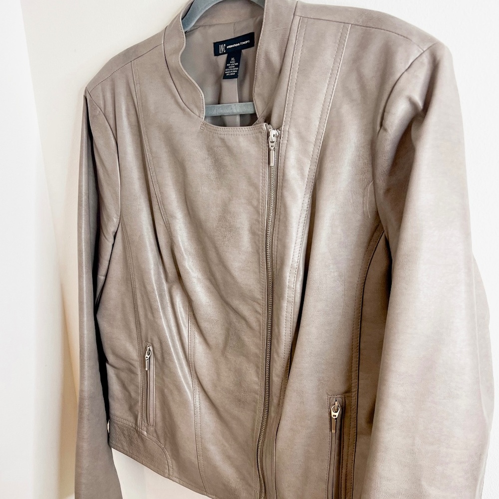 INC International Concepts Grey Leather Jacket